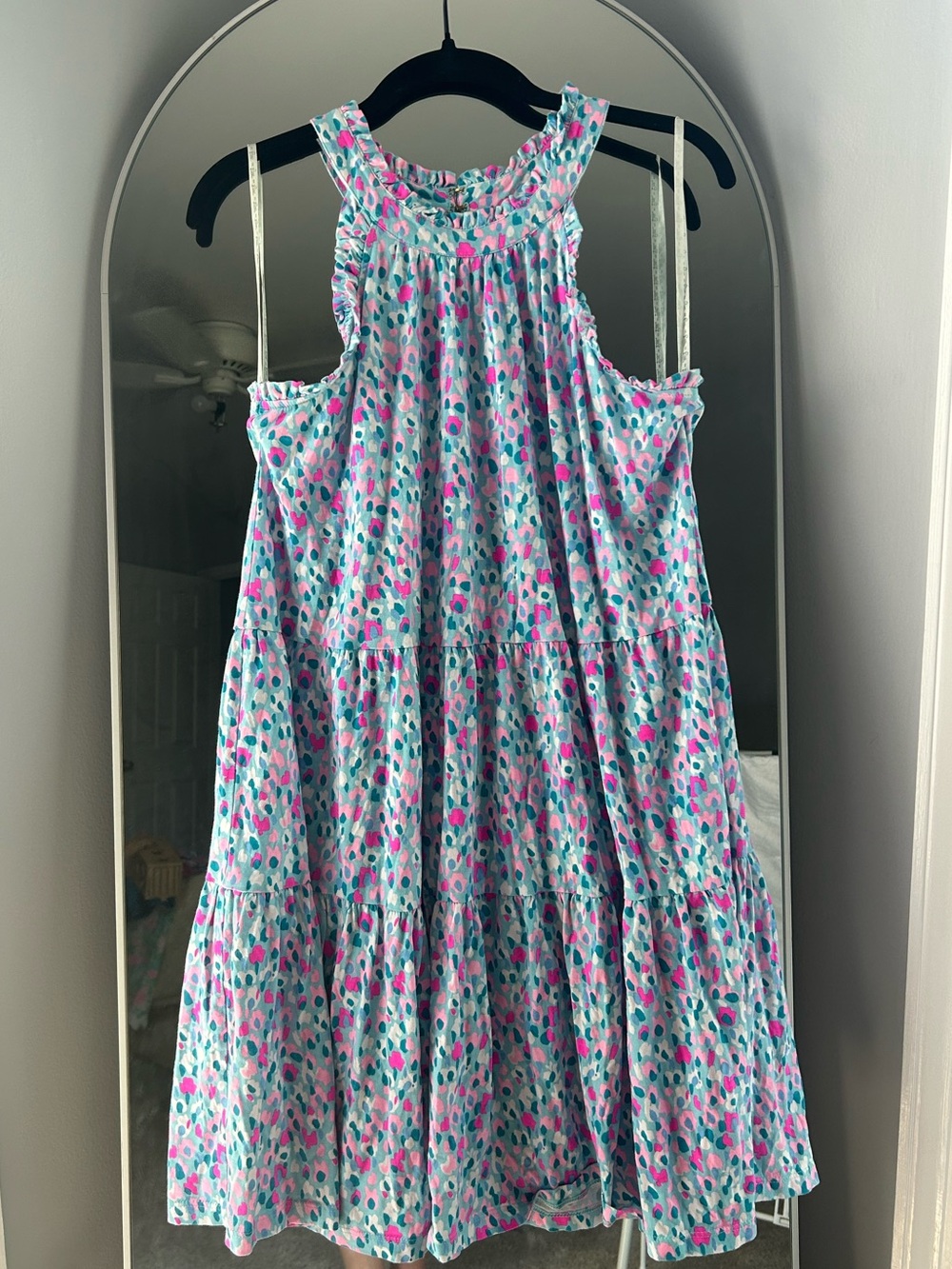 Lilly Pulitzer Blue Pink Teal Floral Tiered Sundress